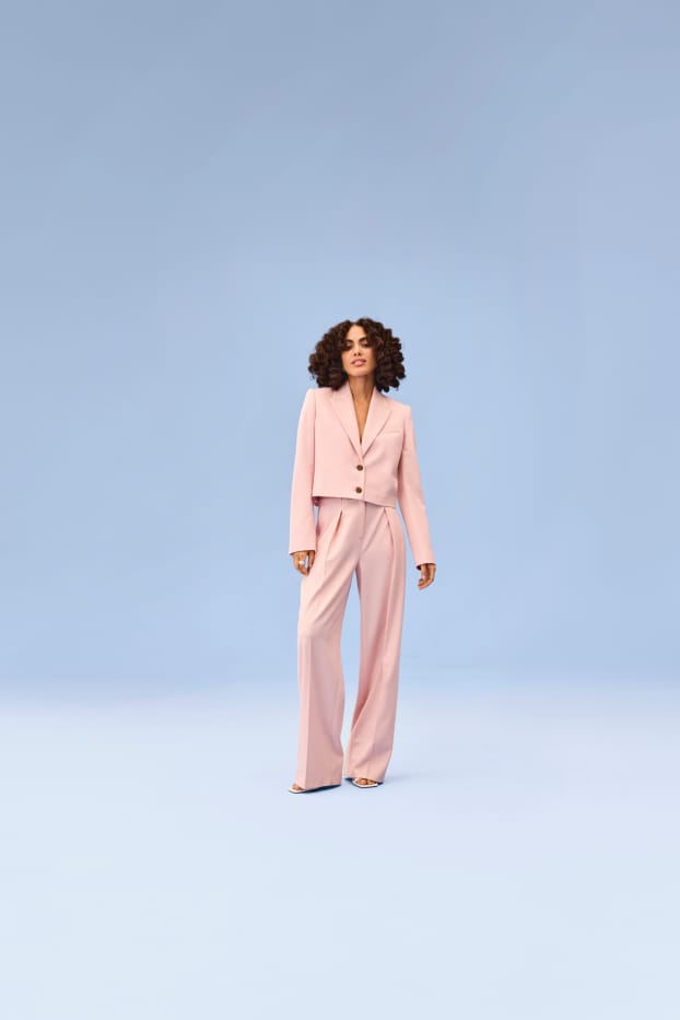 Femmes - Pantalon de bureau - high waist - regular fit - rose