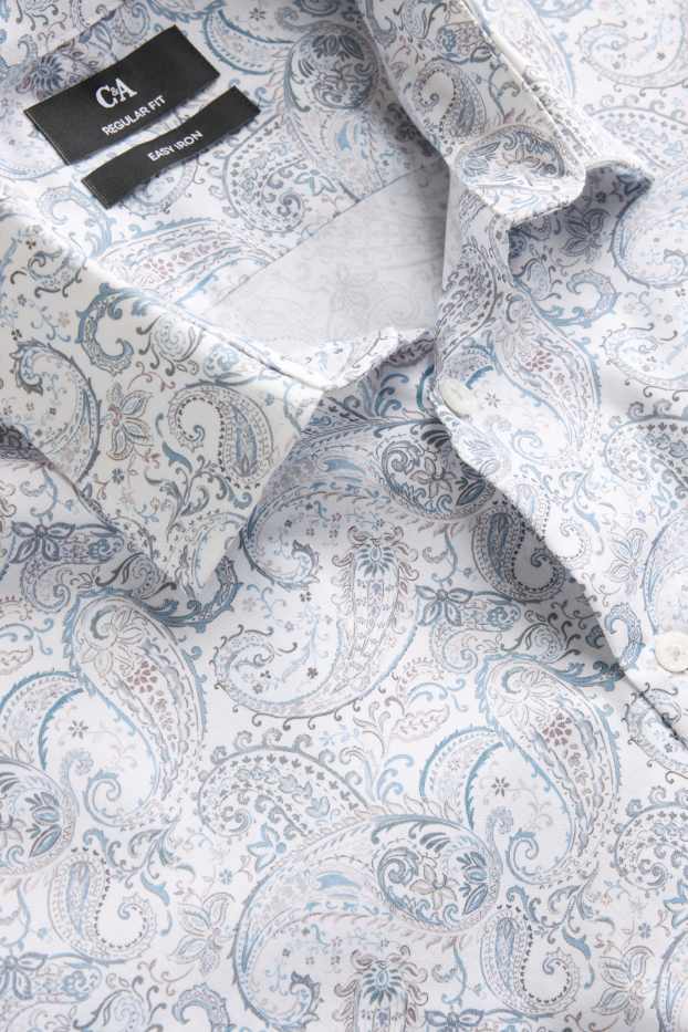 Herren - Hemd - Regular Fit - Kent - bügelleicht - gemustert - weiß / blau