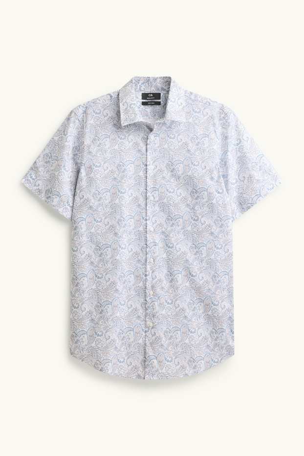 Herren - Hemd - Regular Fit - Kent - bügelleicht - gemustert - weiß / blau