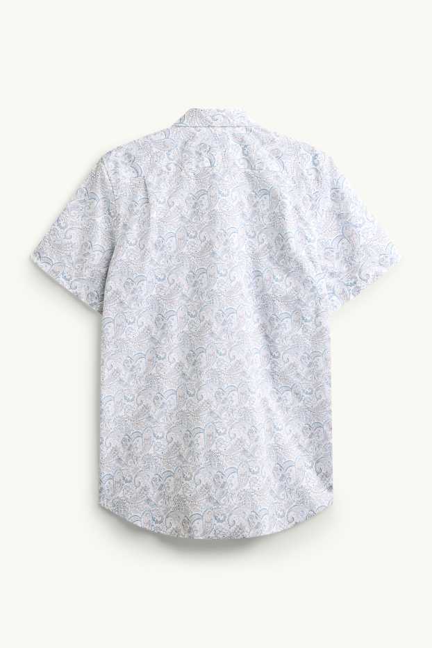 Herren - Hemd - Regular Fit - Kent - bügelleicht - gemustert - weiß / blau