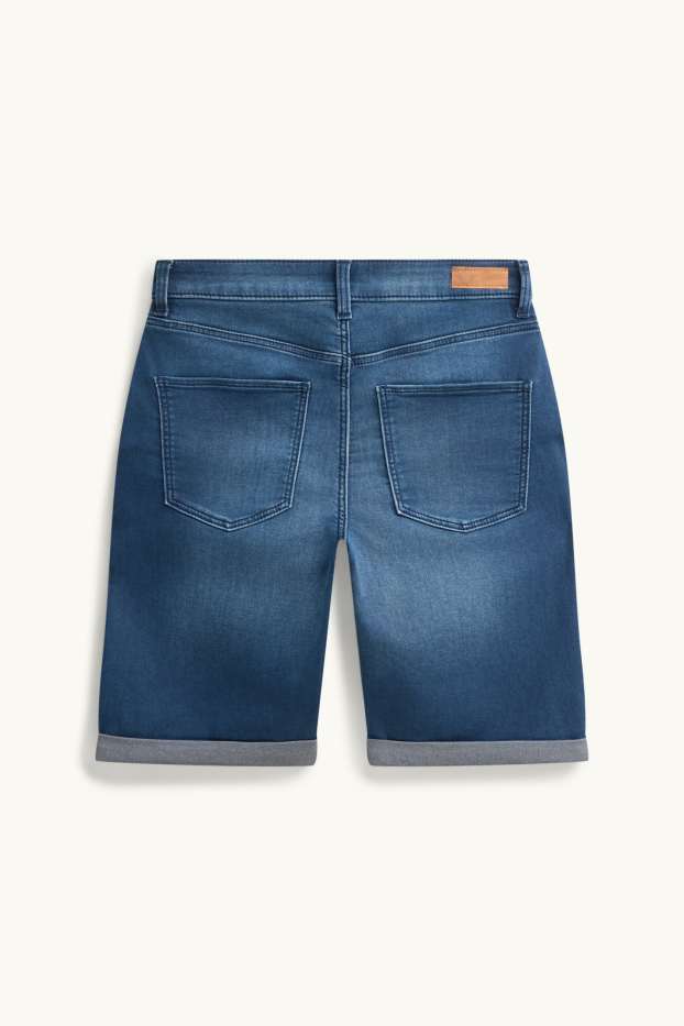 Damen - Jeans-Bermudas - Mid Waist - Slim Fit - jeansblau