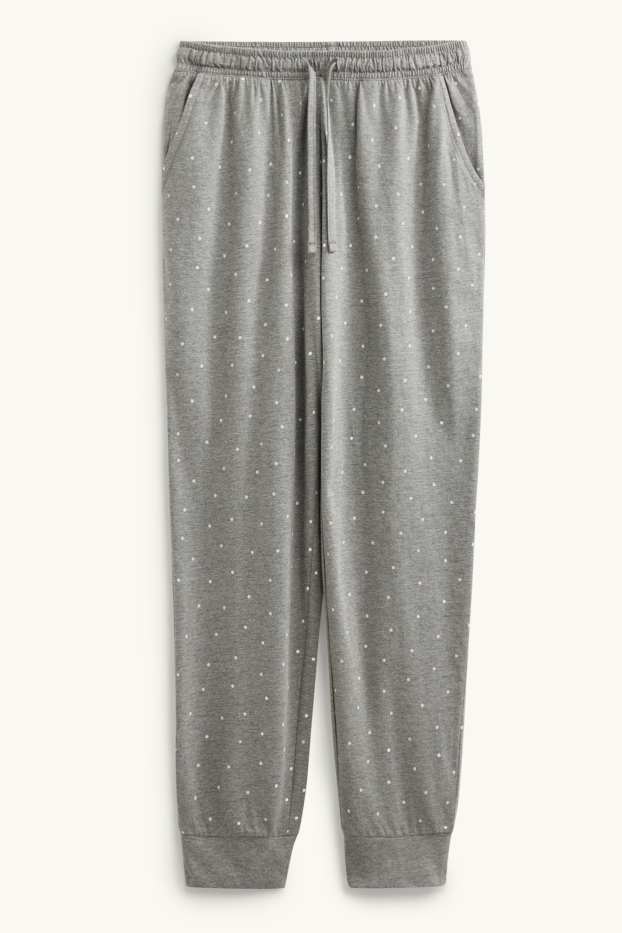 Dames - Pyjamabroek - met stippen - lichtgrijs