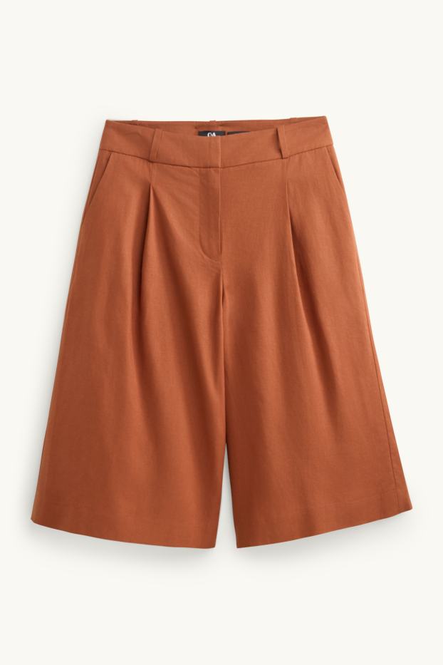 Femmes - Bermudas de bureau - mid-waist - lin mélangé - marron