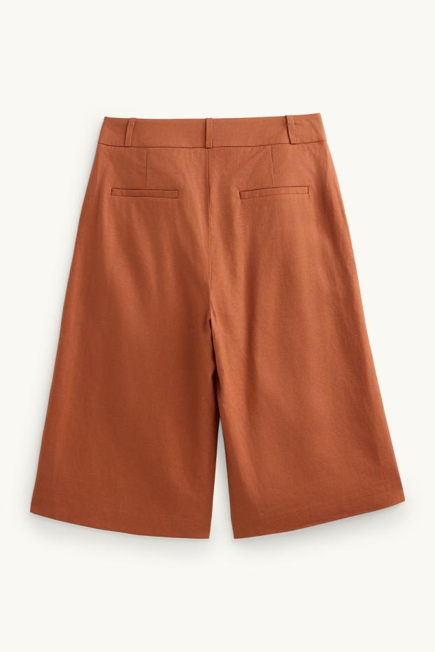 Femmes - Bermudas de bureau - mid-waist - lin mélangé - marron