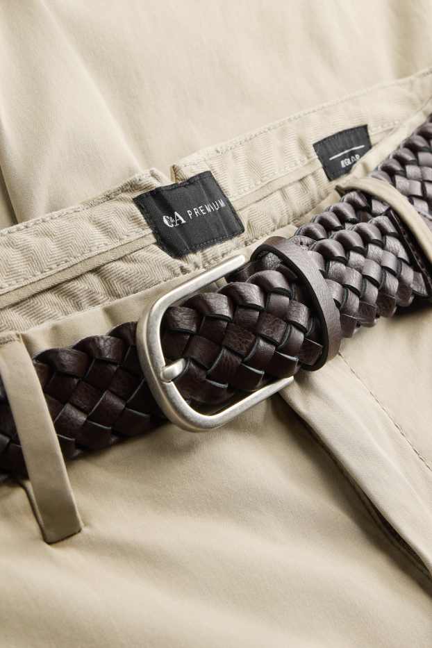 Hommes - Short à ceinture - beige