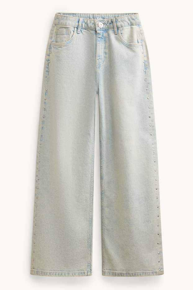 Children Girls - Wide leg jeans - light blue