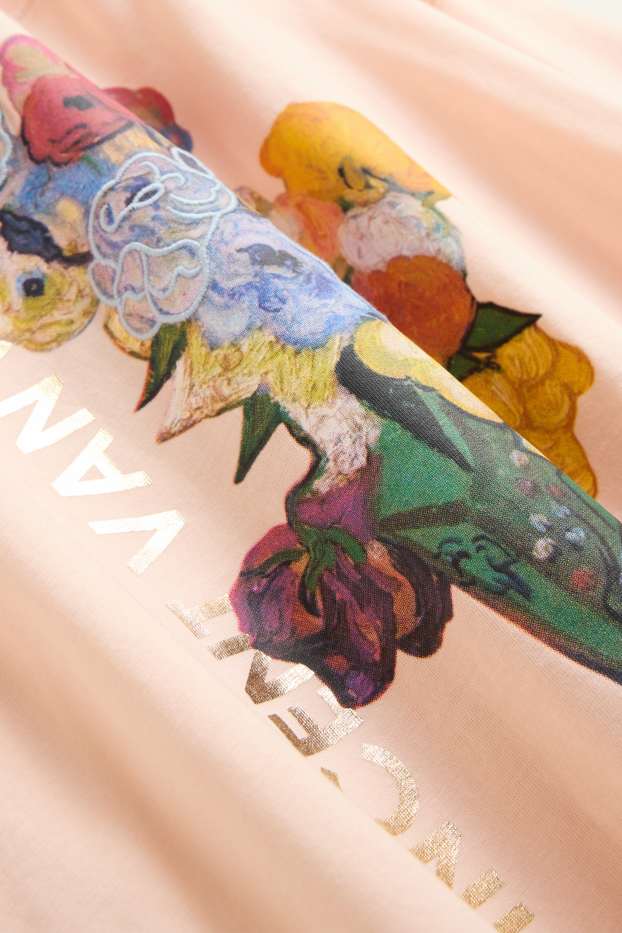 Donna - T-shirt - oversize - effetto brillante - Vincent van Gogh - pesca