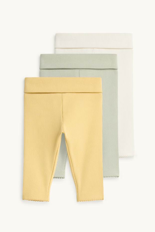 Baby: meisjes - Set van 3 - babylegging - fijn geribd - geel
