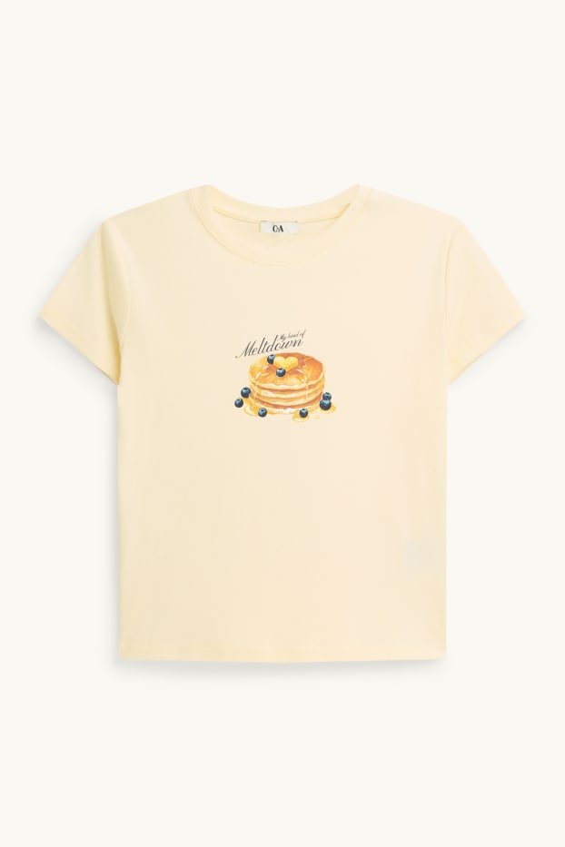 Damen - T-Shirt - Slim Fit - hellgelb