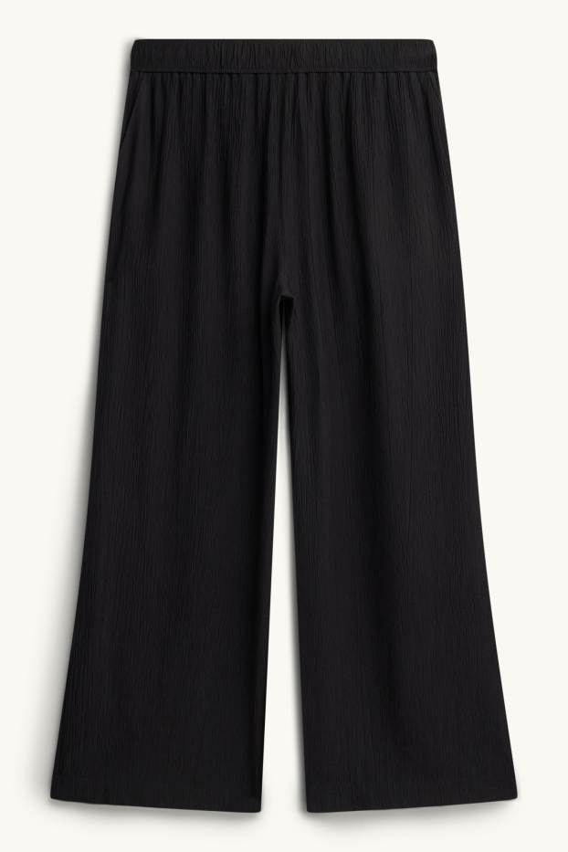 Femmes - Pantalon en toile - mid waist - wide leg - noir
