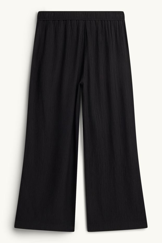 Femmes - Pantalon en toile - mid waist - wide leg - noir