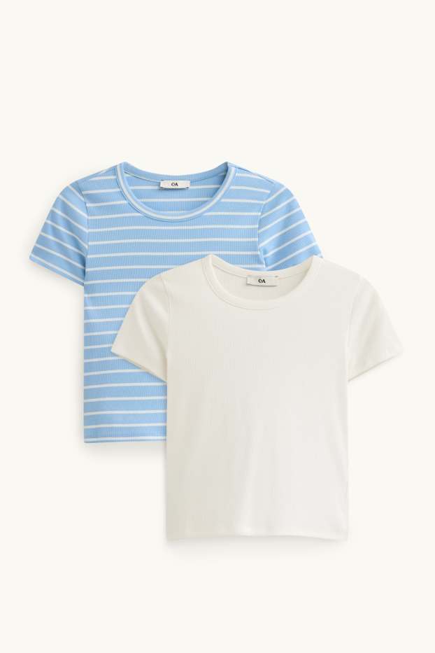 Children Girls - Multipack of 2 - short sleeve T-shirt - striped - blue / white
