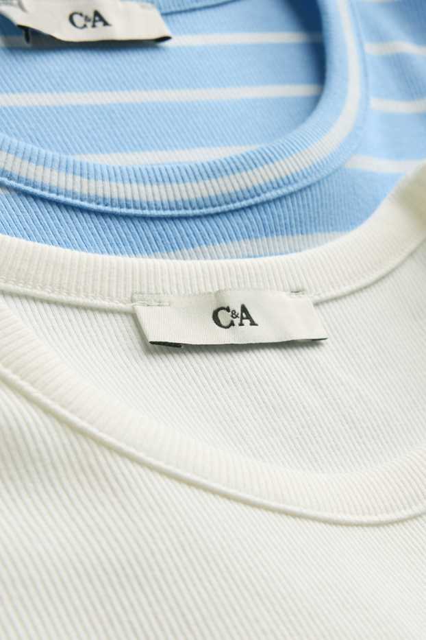 Children Girls - Multipack of 2 - short sleeve T-shirt - striped - blue / white