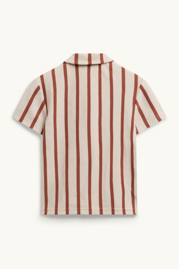 Kinderen: jongens - Overhemd - gestreept - met structuur - bruin / beige