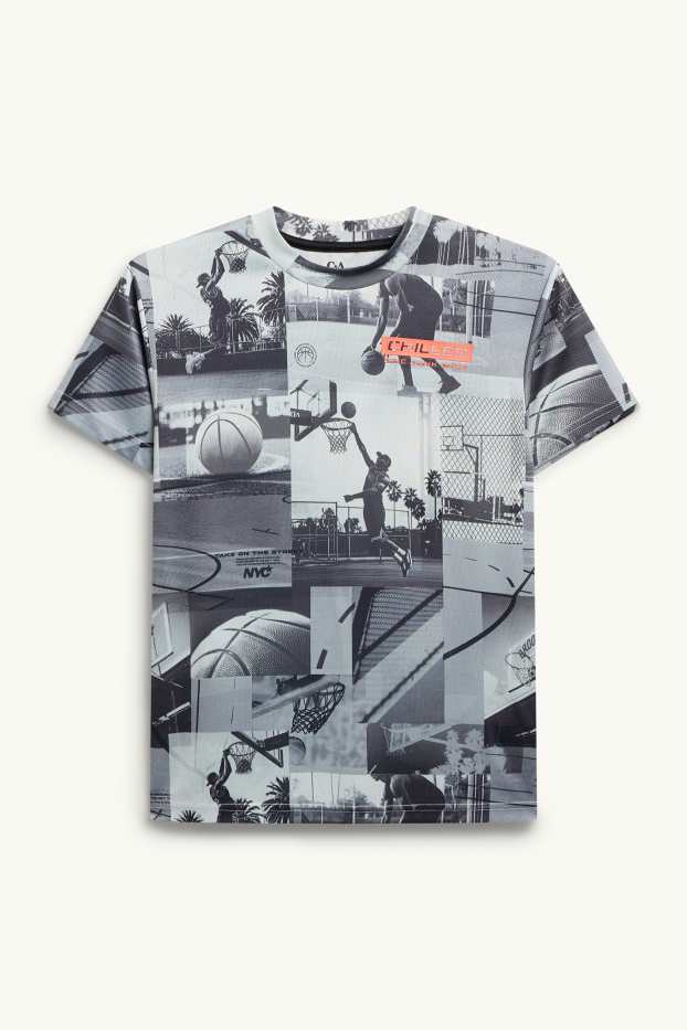 Children Boys - Basketball - short sleeve T-shirt - black / white