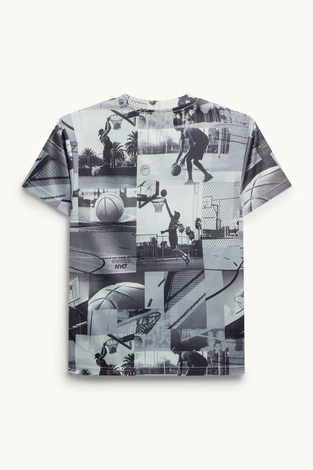 Children Boys - Basketball - short sleeve T-shirt - black / white