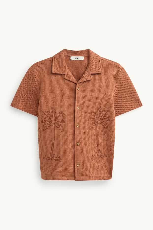 Children Boys - Palms - shirt - textured - brown