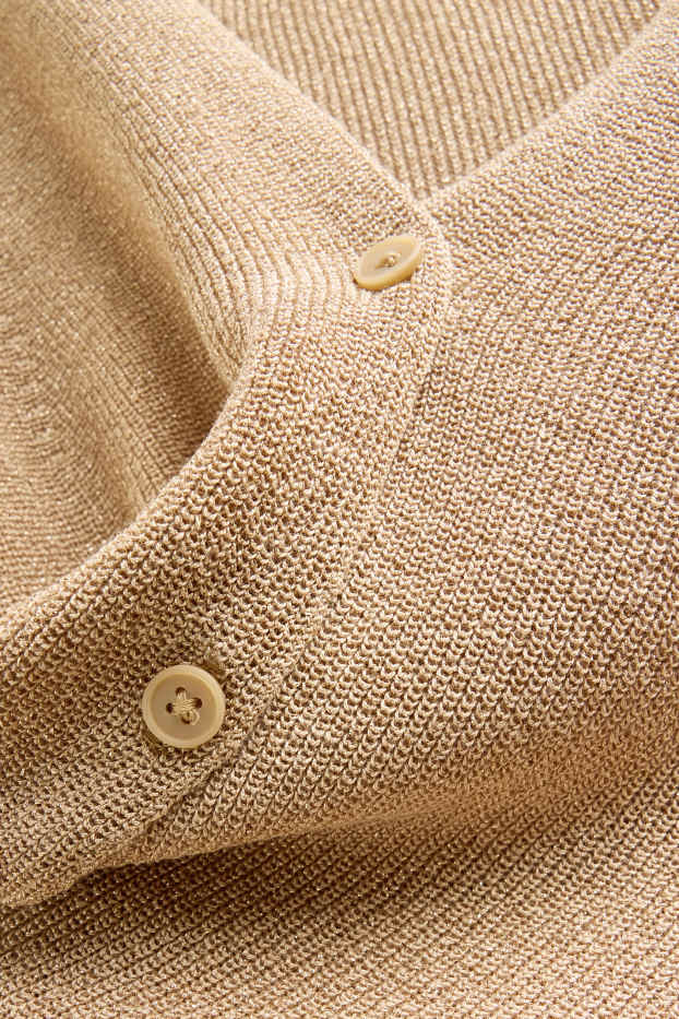 Donna - Gilet in maglia - a coste - beige