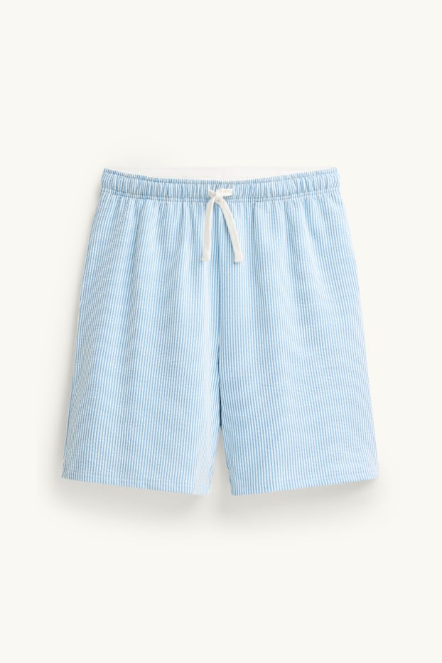 Bărbați - Pantaloni scurți de pijama - cu dungi - albastru / alb