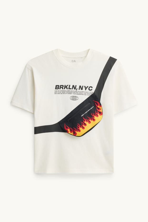 Children Boys - Flames - short sleeve T-shirt - white