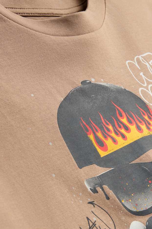Kinder Buben - Skater - Kurzarmshirt - hellbraun