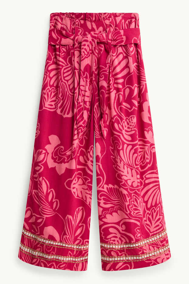 Kinder Mädchen - Stoffhose - gemustert - pink / rosa