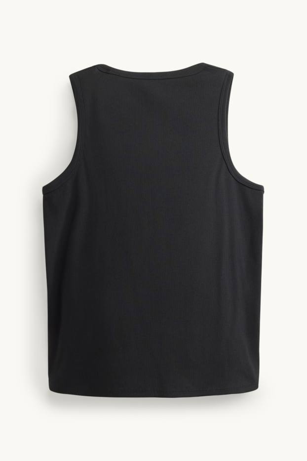 Damen - Top - gerippt - schwarz