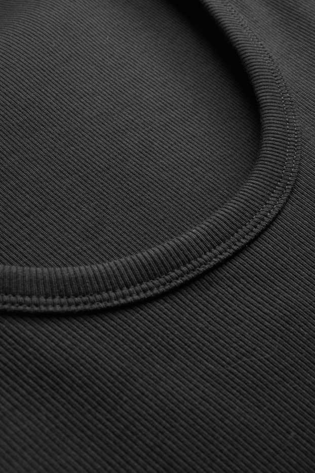 Damen - Top - gerippt - schwarz