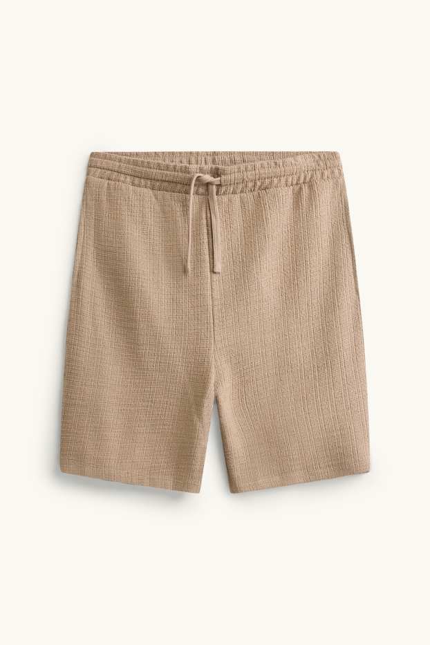 Bărbați - Pantaloni scurți de trening - structurați - maro deschis