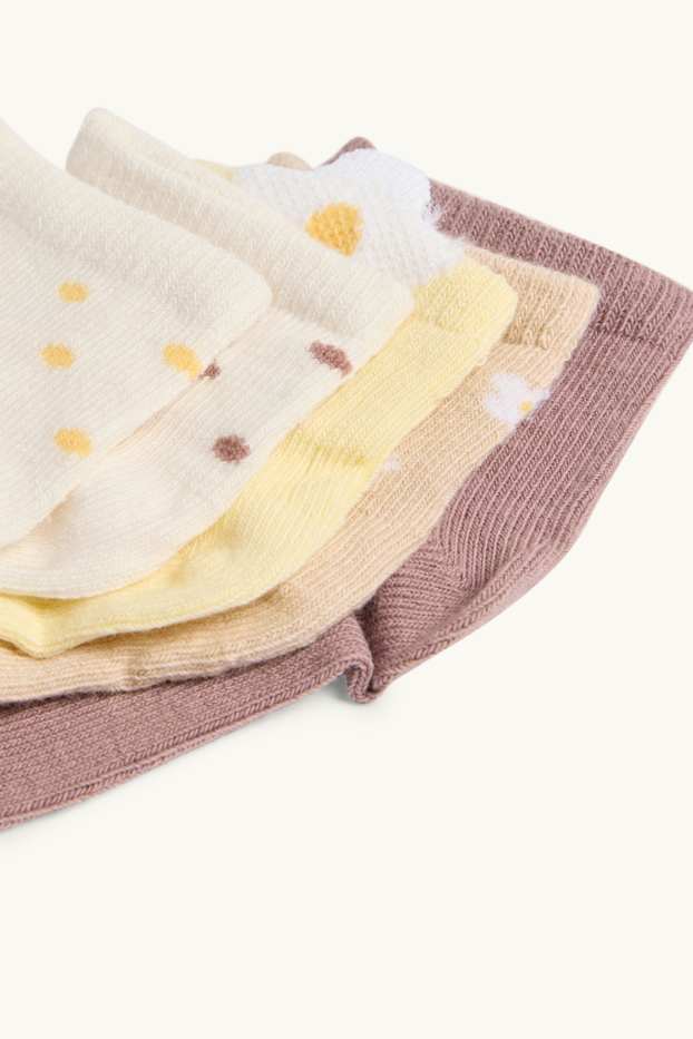 Nadó nena - Paquet de 5 - mitjons amb dibuix per a nadó - groc clar