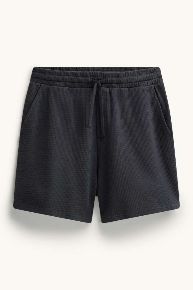 Hommes - Short en molleton - texturé - noir