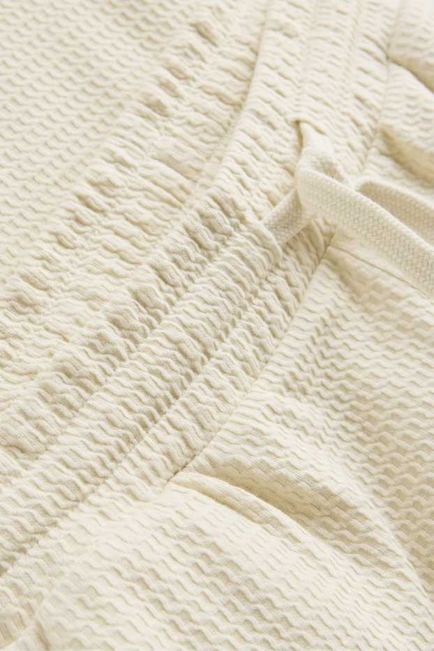 Hommes - Short en molleton - texturé - blanc crème