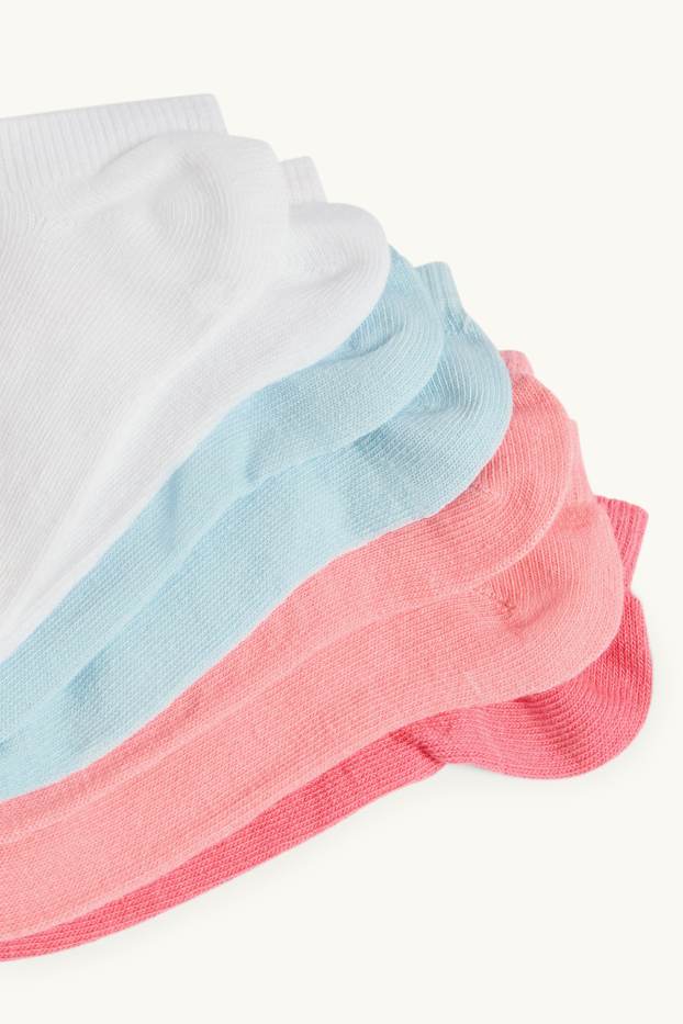 Enfants filles - Lot de 7 paires - cœurs et fleurs - socquettes de sport - rose