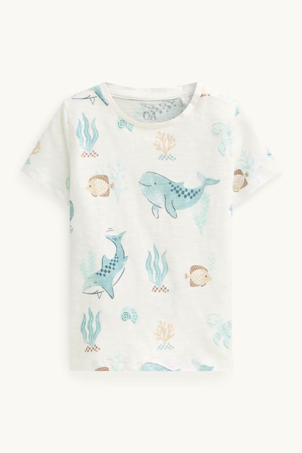 Baby: jongens - Walvis en vis - baby-T-shirt - wit