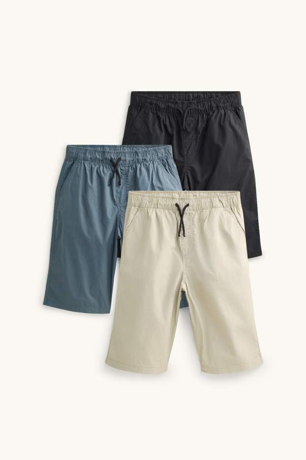 Kinder Jungen - Multipack 3er - Bermudas - blau / beige