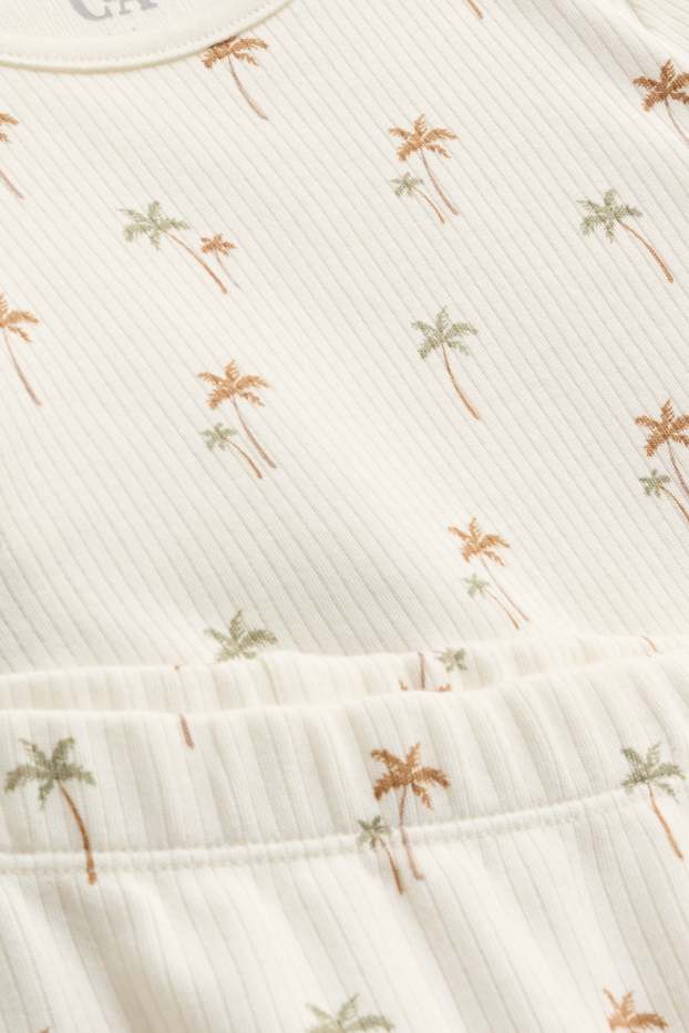 Baby Jungen - Palme - Baby-Pyjama - 2 teilig - gerippt - cremefarben