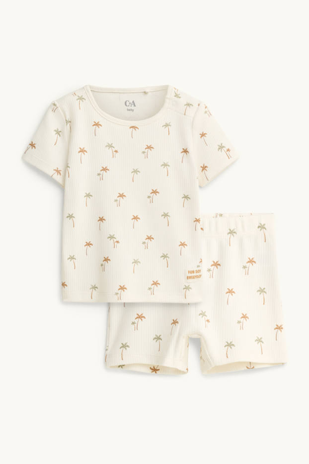 Baby Jungen - Palme - Baby-Pyjama - 2 teilig - gerippt - cremefarben