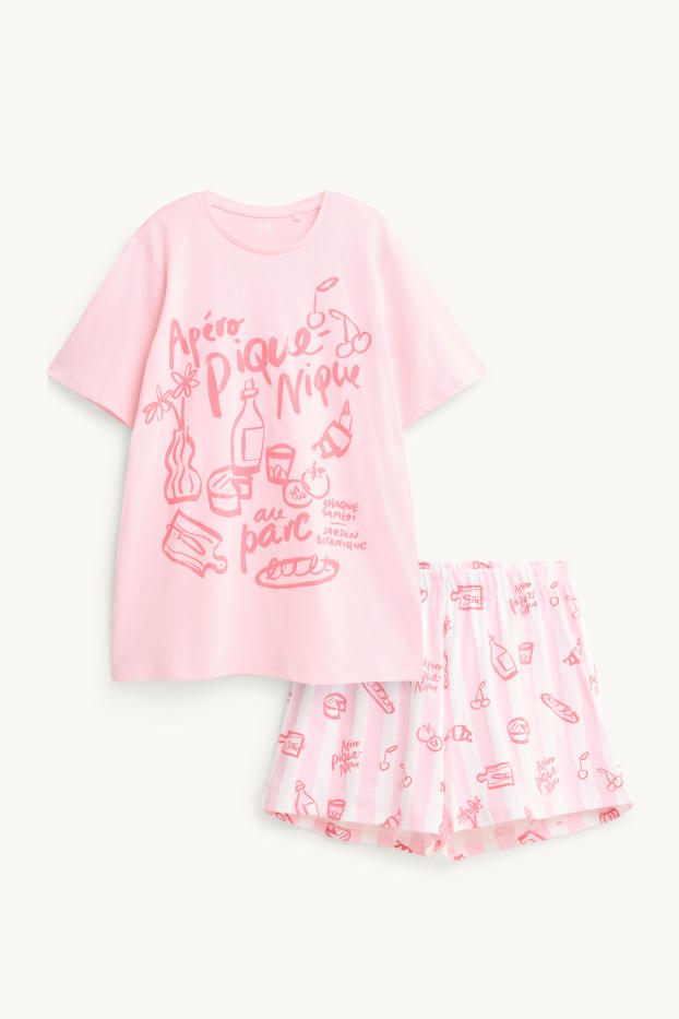 Děti - dívky - Piknik - letní pyžamo - 2dílné - růžová