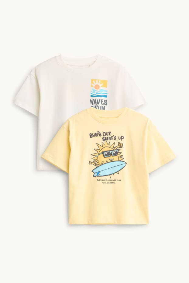 Enfants garçons - Lot de 2 - Soleil - T-shirt - blanc
