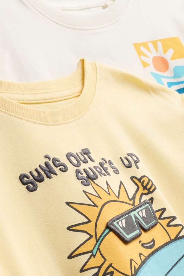 Enfants garçons - Lot de 2 - Soleil - T-shirt - blanc