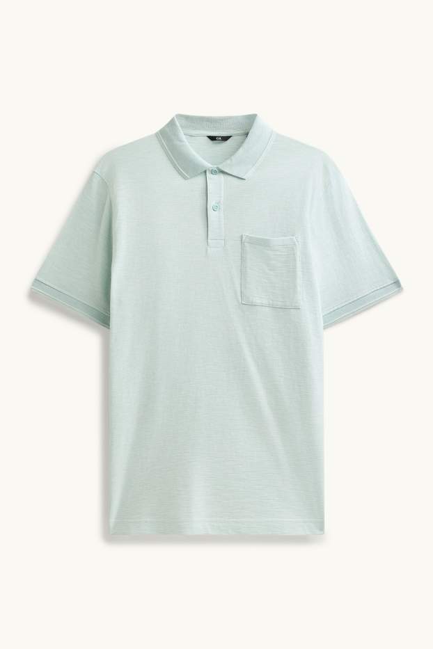 Hommes - Polo - regular fit - à rayures - finition texturée - vert clair