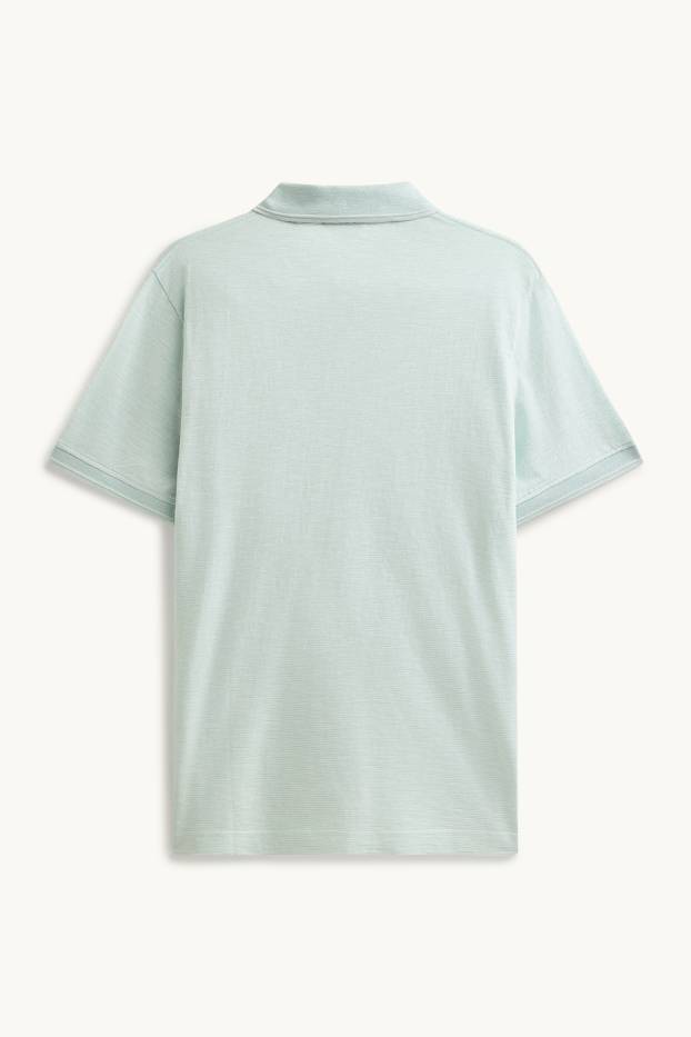 Hommes - Polo - regular fit - à rayures - finition texturée - vert clair