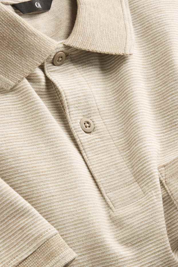 Herren - Poloshirt - Regular Fit - gestreift - strukturiert - hellbraun