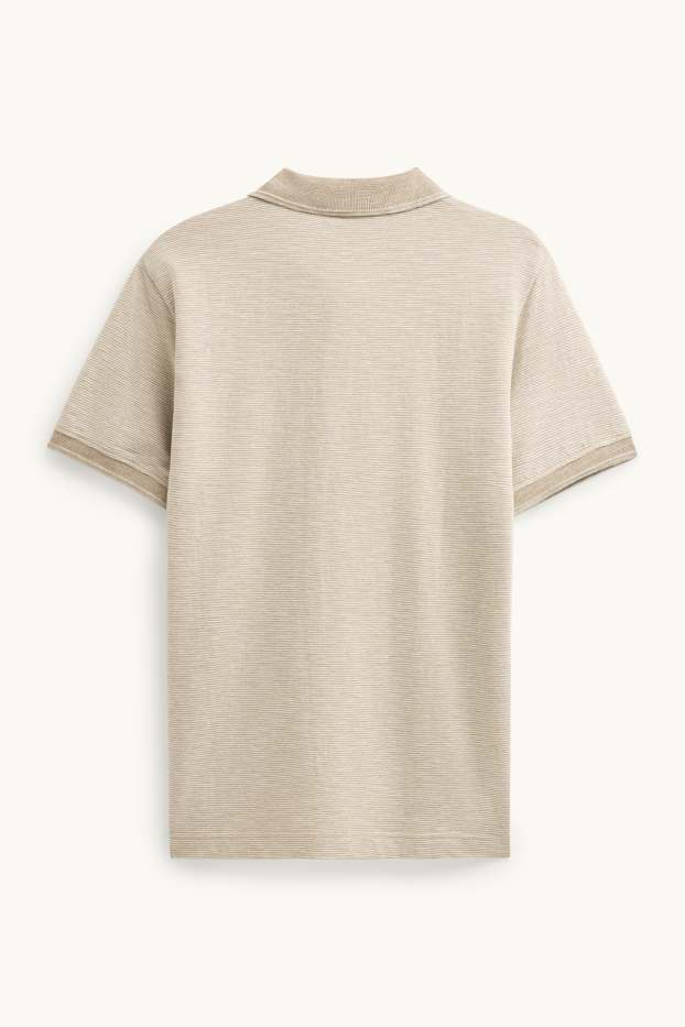 Herren - Poloshirt - Regular Fit - gestreift - strukturiert - hellbraun