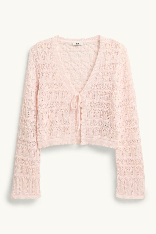 Damen - Strickjacke - strukturiert - rosa