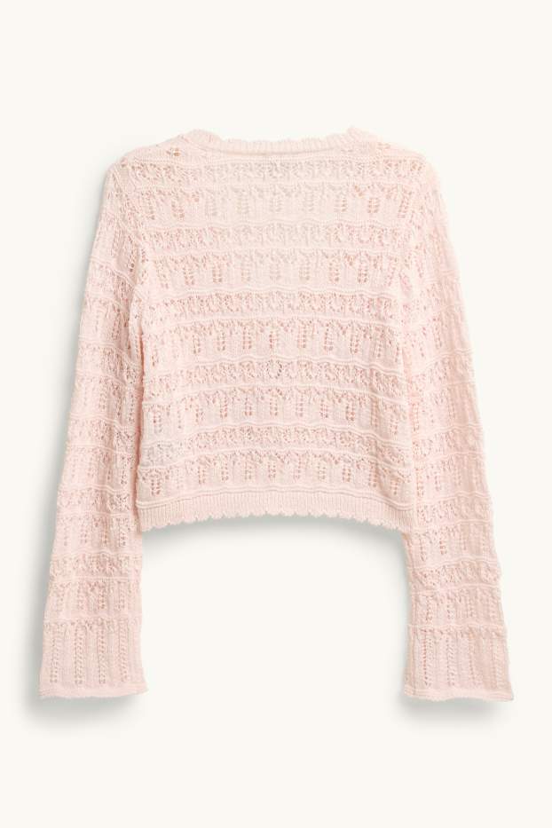 Damen - Strickjacke - strukturiert - rosa
