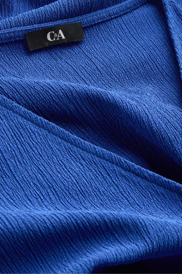 Donna - Vestito fit & flare con scollo a V - tessuto tramato - blu