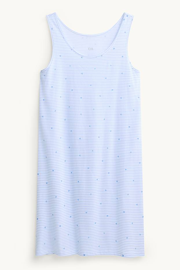 Dames - Nachthemd - gestreept - met patroon - blauw