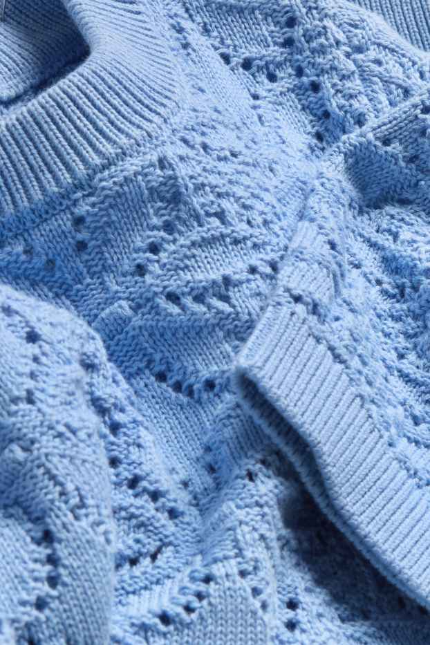 Damen - Strickpullover - kurzarm - blau