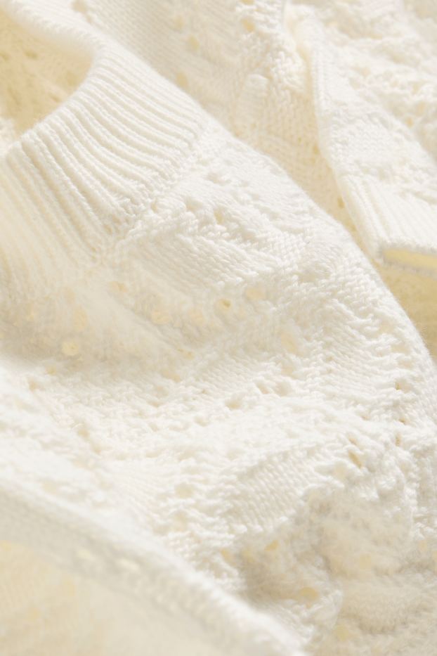 Women - Knitted jumper - short sleeve - white